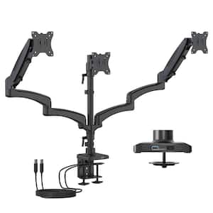 Triple Monitor Mount with Gas Spring Arms and USB Ports for 13 in. to 32 in. Monitors-Black