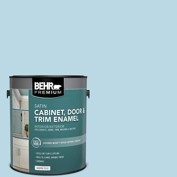 BEHR PREMIUM 1 gal. #M490-1 Breezy Blue Satin Enamel Interior/Exterior Cabinet, Door & Trim Paint