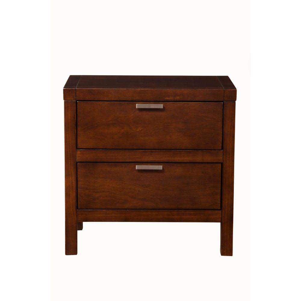 24" Brown Faux Wood 2-Drawer Nightstand