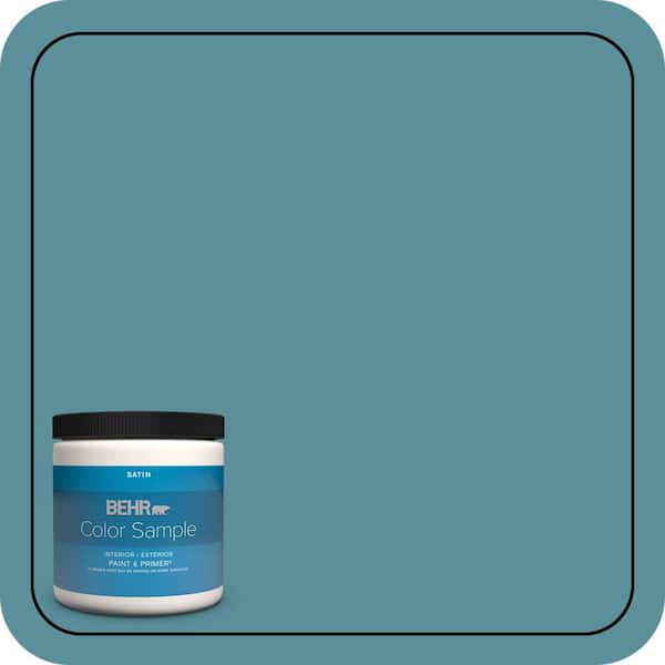 BEHR PREMIUM PLUS 8 oz. Home Decorators Collection #HDC-AC-23A Cabana Blue Satin Enamel Interior/Exterior Paint & Primer Color Sample
