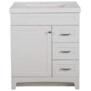 Thornbriar 31 in. W x 22 in. D x 37 in. H Single Sink Freestanding Bath Vanity in White with White Cultured Marble Top
