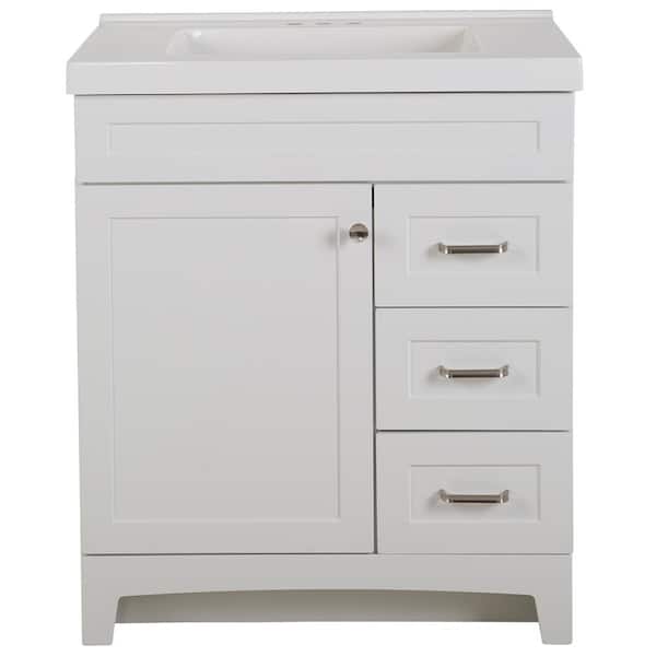 Thornbriar 31 in. Single Sink White Bath Vanity with White Cultured Marble Top (Assembled)