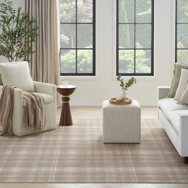Grafix Olive 8 ft. x 10 ft. Plaid Contemporary Area Rug