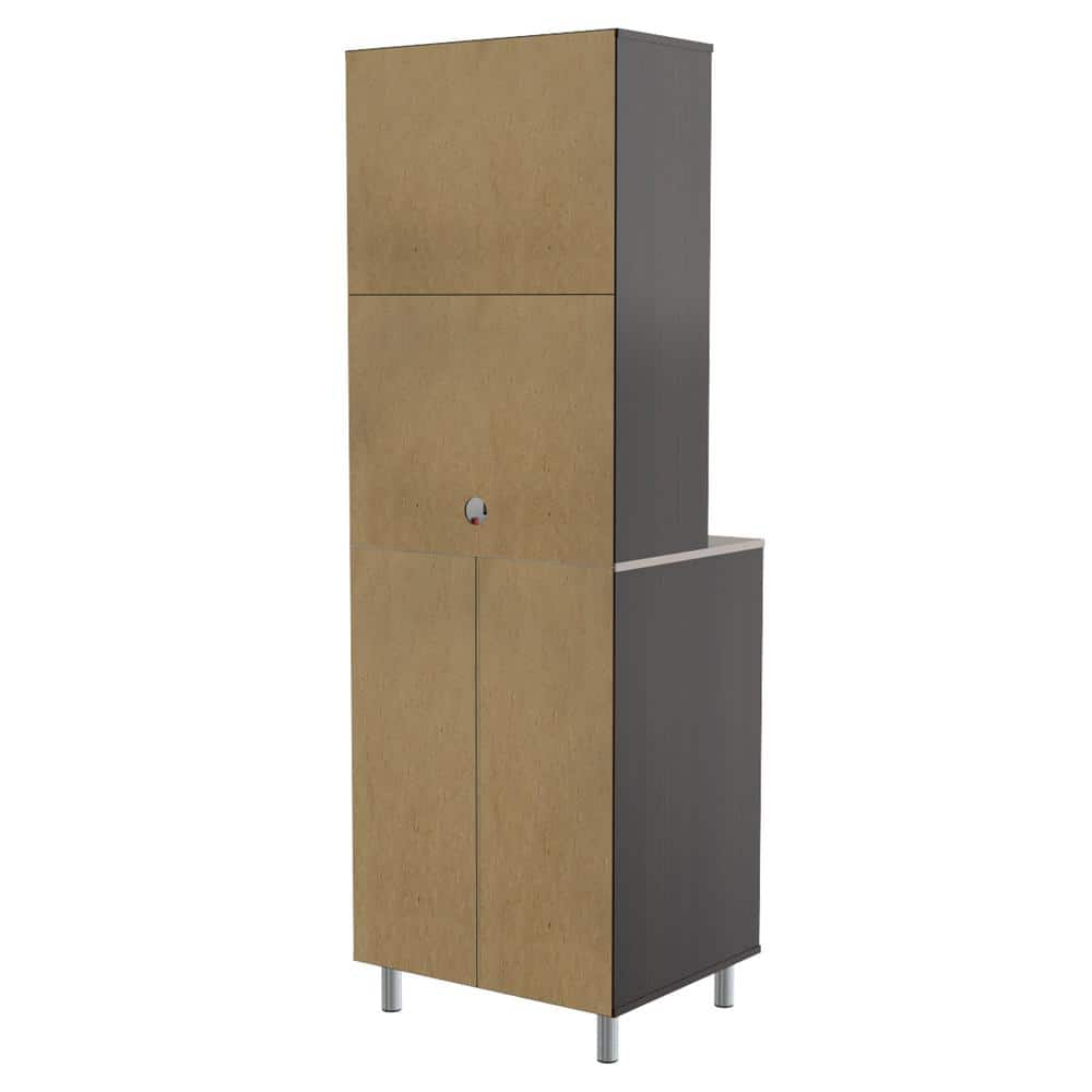 Espresso and Amber Grey 2-Door 3-Drawer Kitchen Pantry