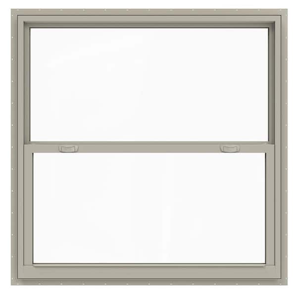42 in. x 42 in. V-4500 Series Desert Sand Single-Hung Vinyl Window with Fiberglass Mesh Screen