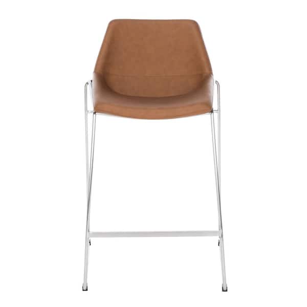SAFAVIEH Alexis 27 in. Brown/Black Low Back Counter Stool