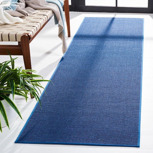 Martha Stewart 2 ft. x 8 ft. Blue Solid Color Runner Rug
