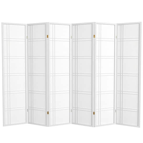 Oriental Furniture 6 ft. White 6-Panel Room Divider