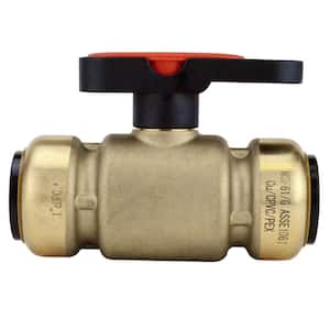 1 in. Brass Push-To-Connect Compact Ball Valve with Lockable Handle