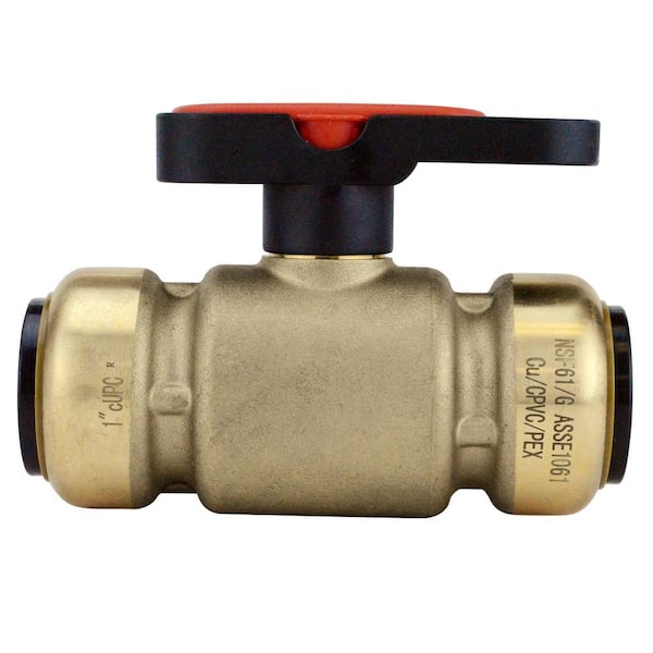 Tectite 1 in. Brass Push-To-Connect Compact Ball Valve with Lockable Handle