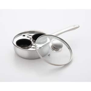Professional 2-Cup Stainless Steel Egg Poacher with Glass Lid