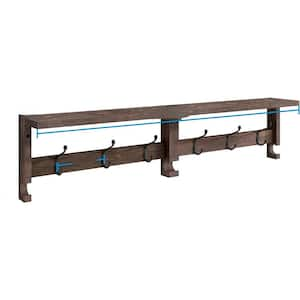 31.5 in. W x 4.53 in. D Brown Decorative Wall Shelf, Coat Hooks Wood Rack