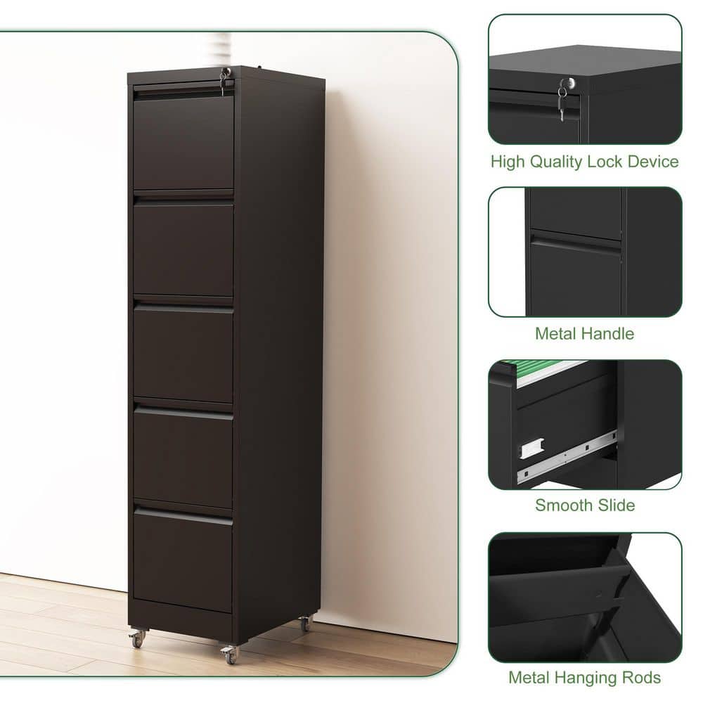 Features of the cabinet: lock, handle, sliding mechanism, and hanging rods.