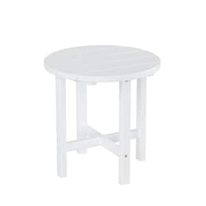 Mason 18 in. White Poly Plastic Fade Resistant Outdoor Patio Round Adirondack Side Table