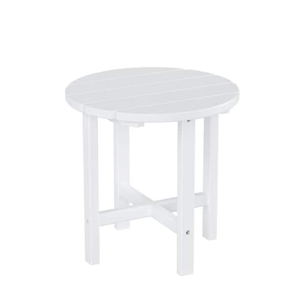 WESTIN OUTDOOR Mason 18 in. White Poly Plastic Fade Resistant Outdoor Patio Round Adirondack Side Table