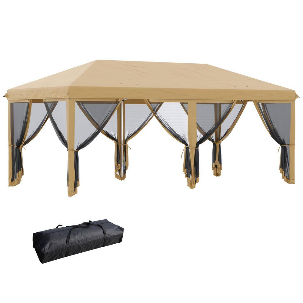 10 ft. x 20 ft. Beige Pop Up Canopy Tent with Netting Heavy Duty Instant Sun Shelter Carry Bag price history on PriceWatchPro