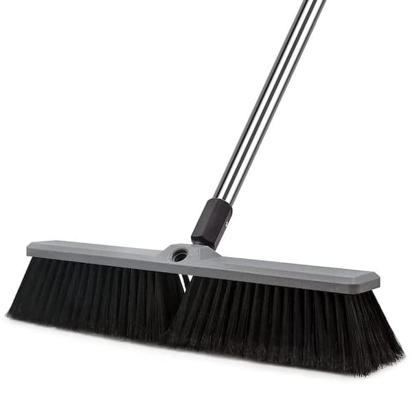 63 in. x 17.71 in. Push Outdoor Heavy-Duty Broom Brush for Cleaning Garage, Driveway, Yard Patio, Floor, Black (1-Pack)