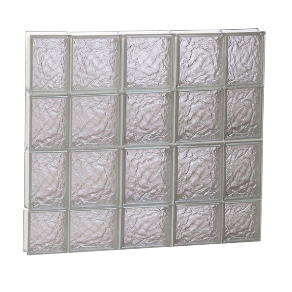 Clearly Secure 34.75 in. x 29 in. x 3.125 in. Frameless Ice Pattern Non-Vented Glass Block Window