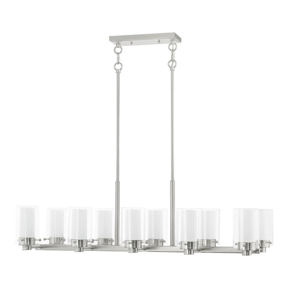 Manhattan Brushed Nickel 10-Light Chandelier with Clear Glass Shades