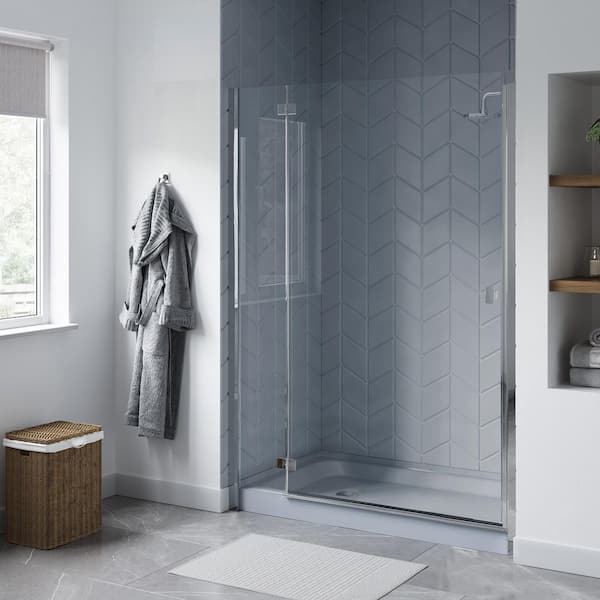 Voltaire 60 in. L x 32 in. W Alcove Shower Pan Base with Left-Hand Drain in Grey