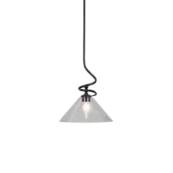 Unbranded Royale 100 W 1-Light Matte Black Standard Mini Pendant Light with Glass Shade
