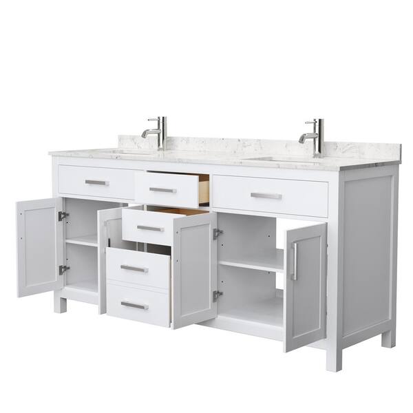 Wyndham Collection Beckett 72 In W X 22 In D Double Bath Vanity In White With Cultured Marble Vanity Top In Carrara With White Basins Wcg242472dwhccunsmxx The Home Depot