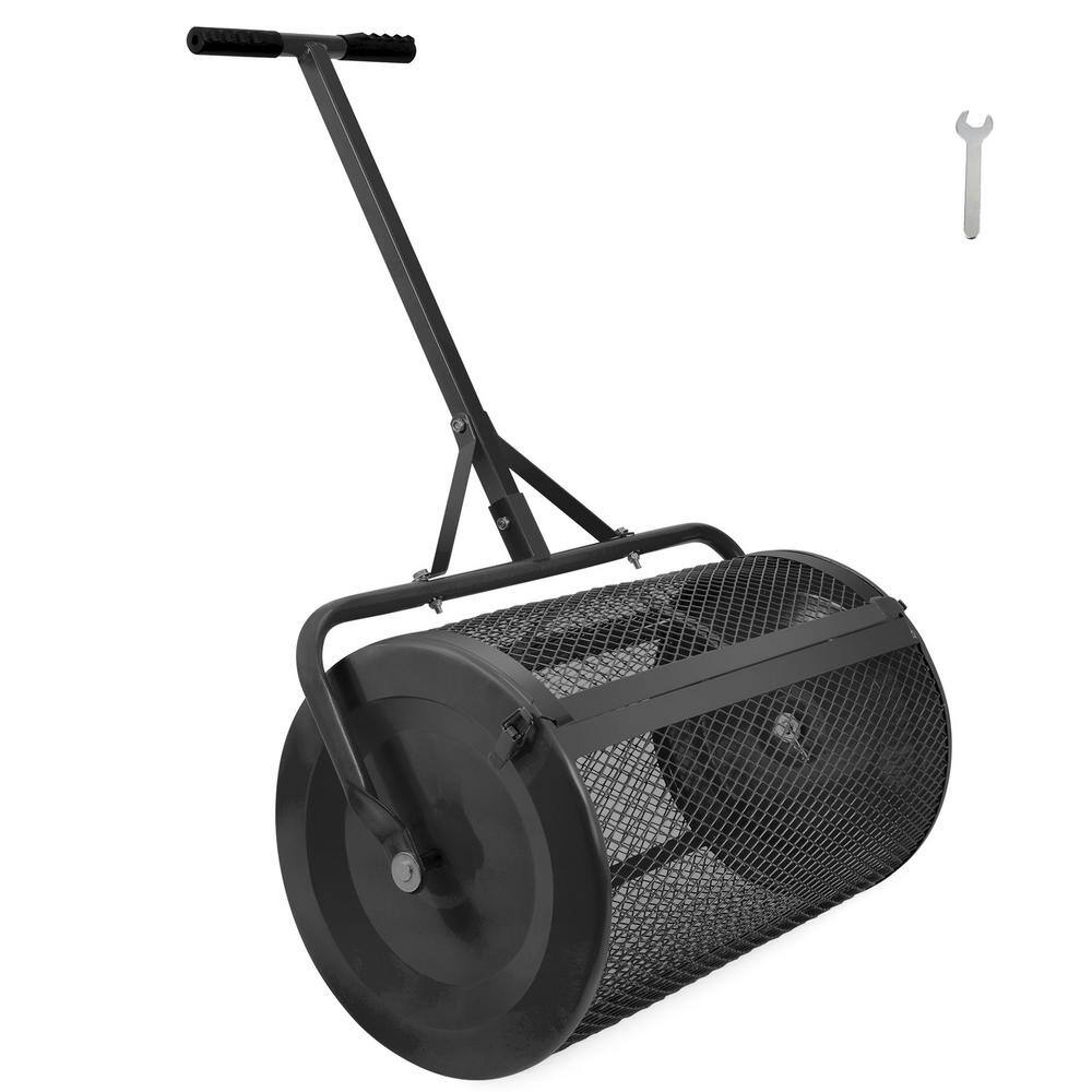 SEEUTEK Ladden 24 in. Black Compost Spreader Peat Moss Spreader, Lawn