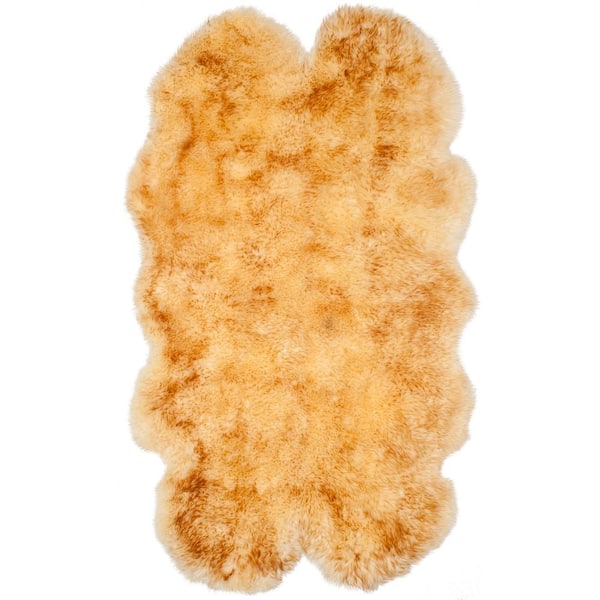 Sheep Skin 4 ft. x 6 ft. Champagne/Copper Brown Solid Color Gradient Area Rug