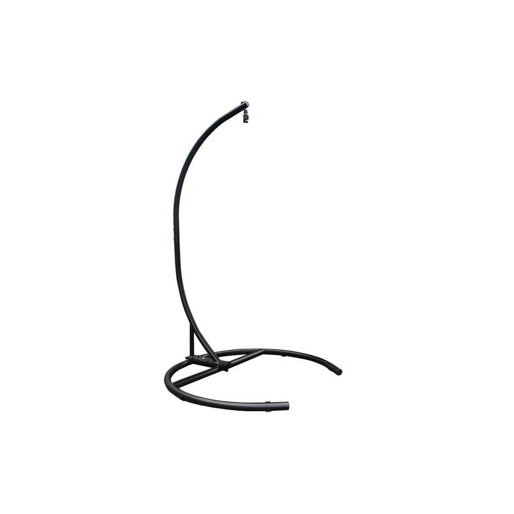 ITOPFOX 48 in. Black Metal Egg Chair Stand Patio Swing Frame H2SA04