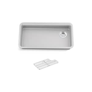 Cairn Matte Grey Solid Surface 33 in. Single Bowl Undermount Kitchen Sink