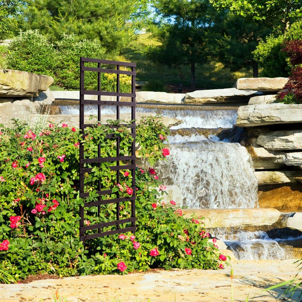 Modern Black Pine Wood Garden Trellis, 72-inch