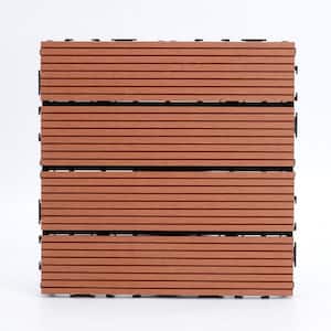 1 ft. W x 1 ft. L Composite Wood Interlocking Deck Tiles Straight Grain Red (30-Pack)