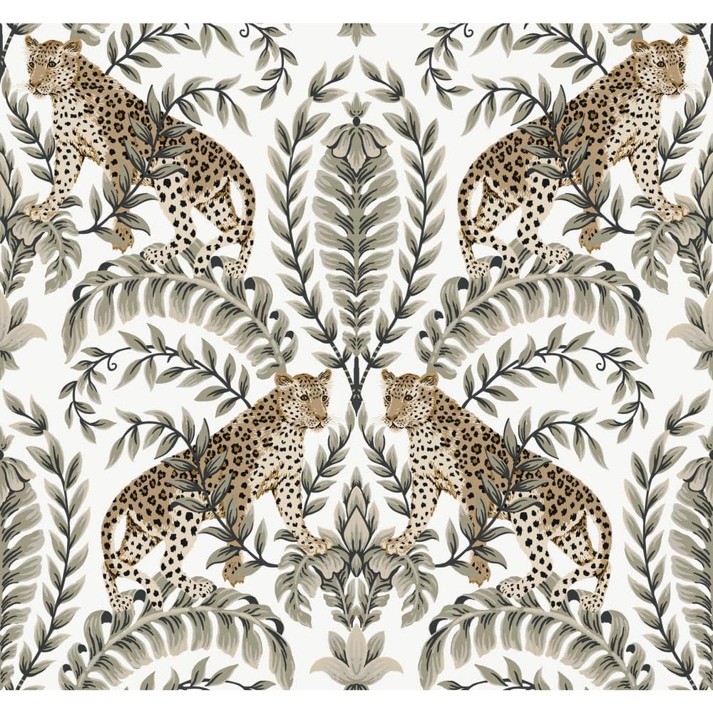 Ronald Redding 24 Karat Jungle Leopard Wallpaper - White & Black