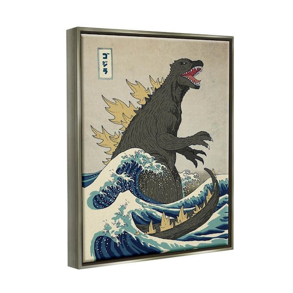 The Stupell Home Decor Collection Godzilla in the Waves Eastern