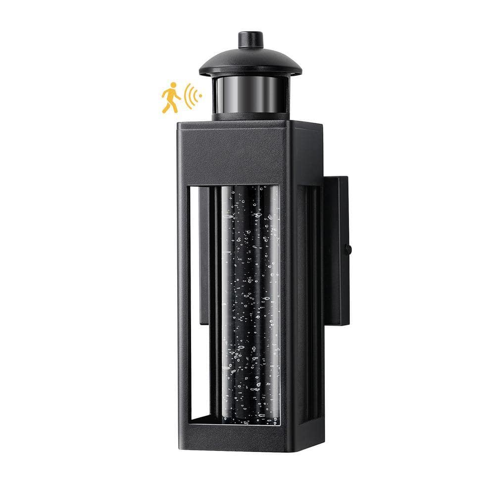 EDISHINE 12.7 in. Black Motion Sensing Dusk to Dawn Outdoor
