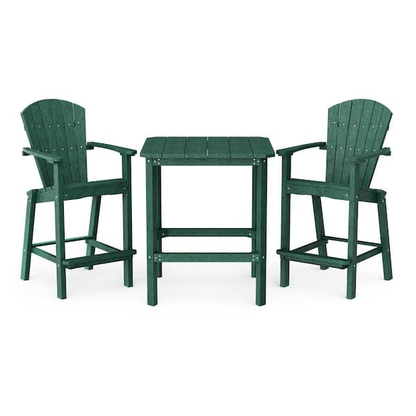Wildridge Classic 3-Piece Turf Green HDPE Plastic Outdoor Patio Bar Set