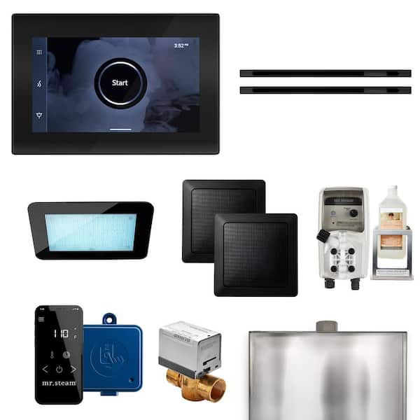 Mr.Steam XDream Max Linear Steam Generator Control Kit with iSteamX Control and Linear SteamHead in Black Matte Black