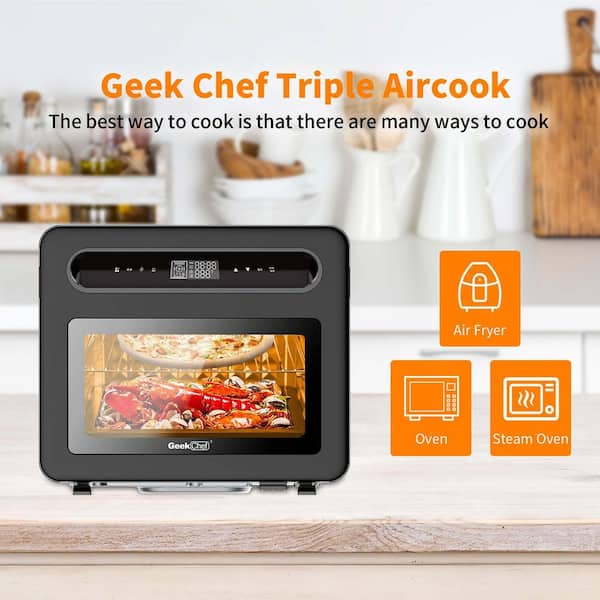 FUNKOL 26 qt. Black Stainless Steel Air Fryer Oven Set with 50-Cooking Presets and 6-Kinds of Accessories