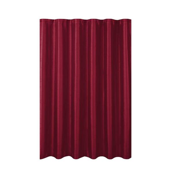 Creative Home Ideas Jane Faux Silk Burgundy 70 in. x 72 in. Solid Shower Curtain Set with Beaded Rings
