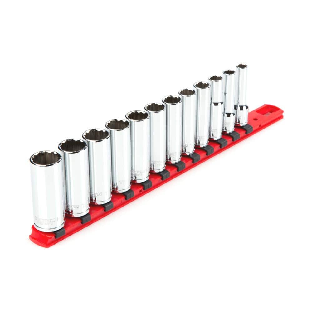 TEKTON 3/8 in. Drive Deep 12-Point Socket Set 8 mm to 19 mm (12-Piece ...