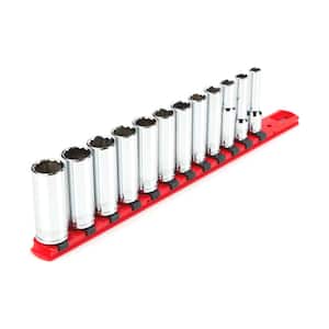 3/8 in. Drive Deep 12-Point Socket Set 8 mm to 19 mm (12-Piece)