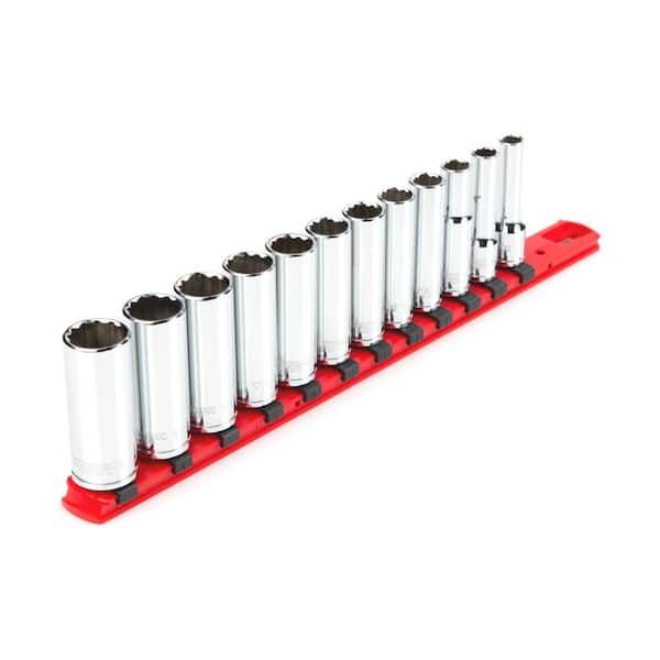 TEKTON 3/8 in. Drive Deep 12-Point Socket Set 8 mm to 19 mm (12-Piece)