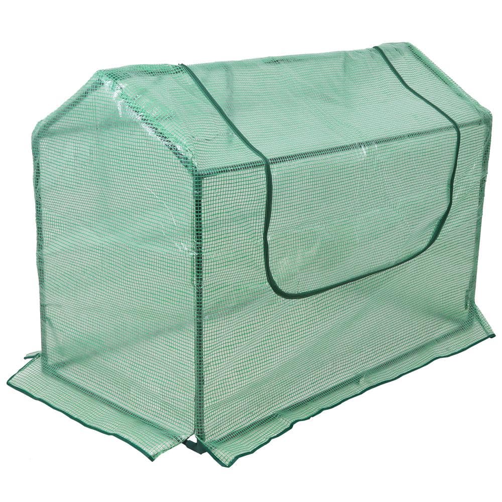Sunnydaze Green 4' x 2' Iron and PVC Mini Greenhouse