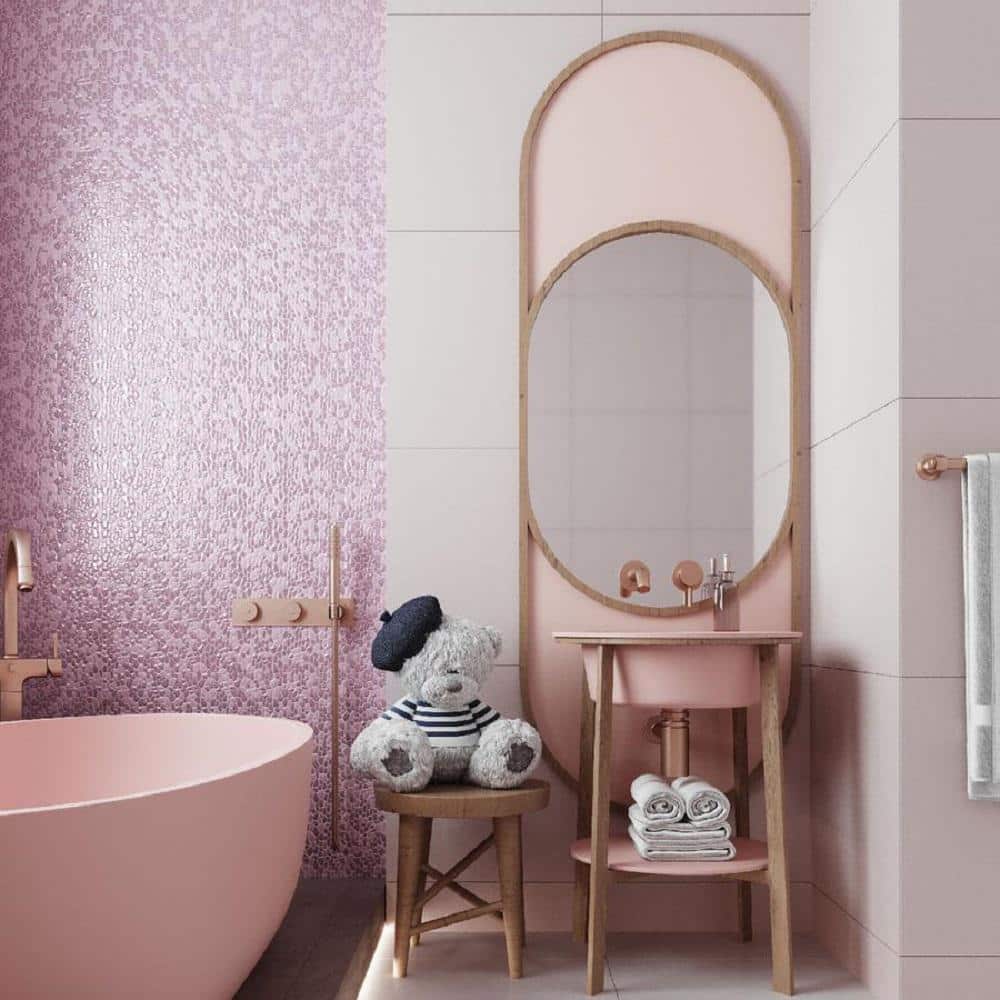 Pink Irregular Glass Pebble Mosaic Tile for Wall and Floor