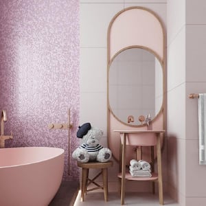 Pink 11.8 in. x 11.8 in. Pebble Polished and Honed Glass Mosaic Tile (4.83 sq. ft./Case)