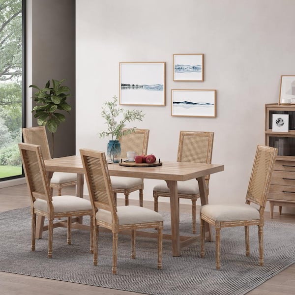Beckstrom Beige and Natural Upholstered Dining Chair (Set of 6)
