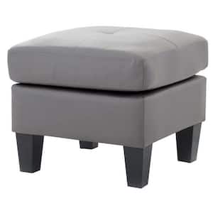 Newbury Gray Faux Leather Upholstered Ottoman