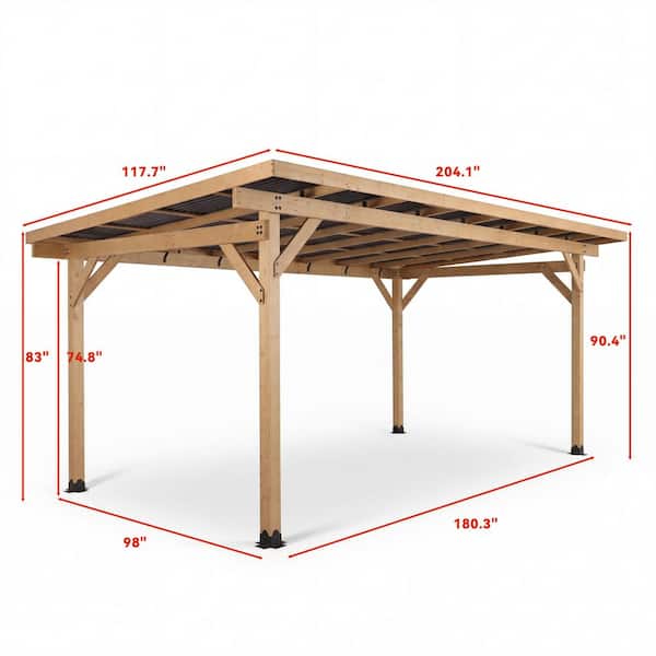 Kingdely 10 ft. x 17 ft. Natural Cedar Wood Gazebo in Natural Wood