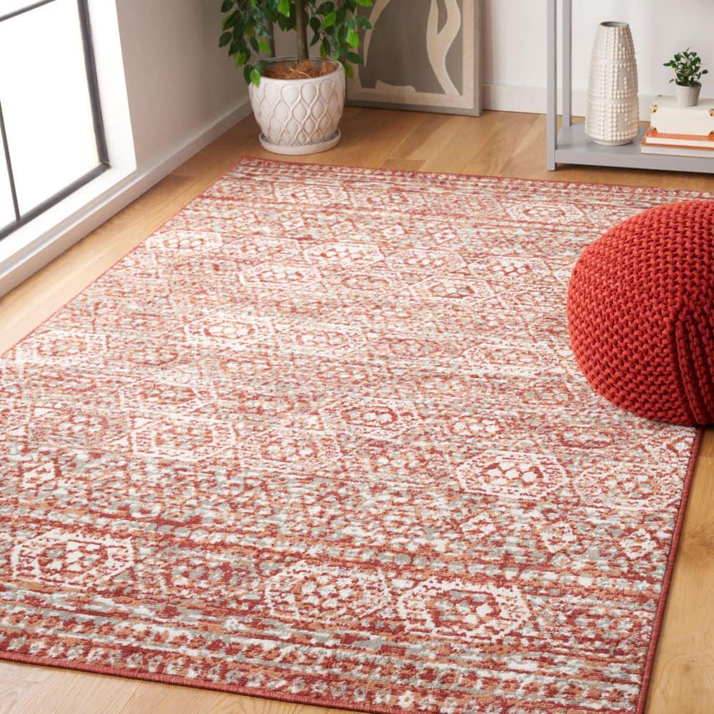 Pyramid 9 ft. x 12 ft. Rust/Ivory Gray Distressed Geometric Area Rug price history on PriceWatchPro