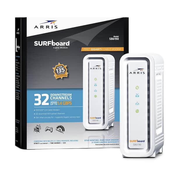 ARRIS SURFboard Gigabit+ DOCSIS 3.0 32 x 8 Cable Modem SB6190 in White